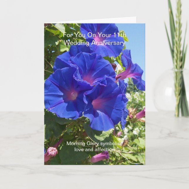 Cartão Aniversário de Casamento de 11 Personalizado Flora (Frente)