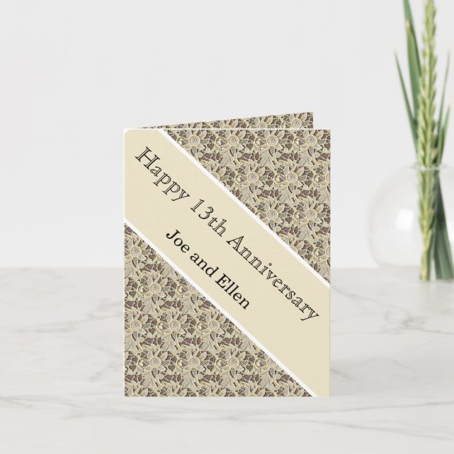 Cartão Aniversário de Casamento de 13, Aniversário de Lac (Frente)