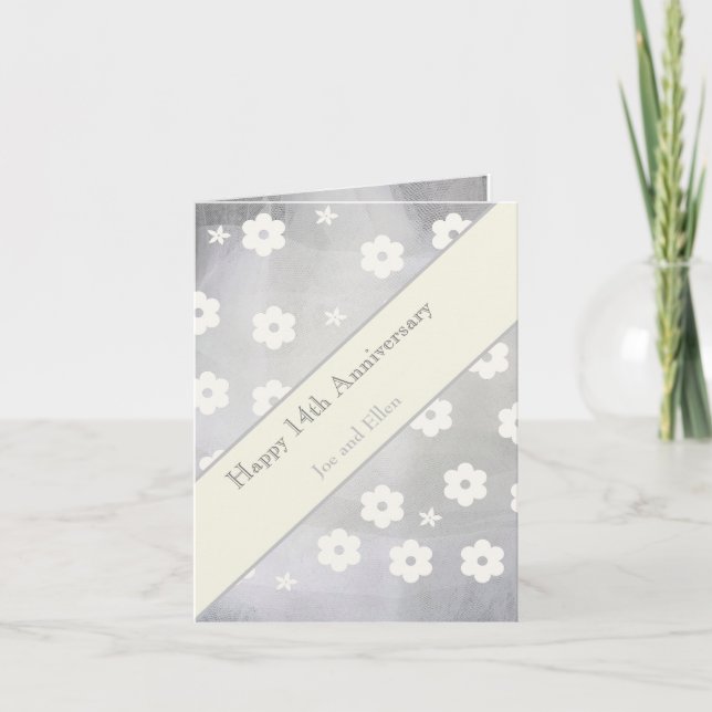 Cartão Aniversário de Casamento de 14, Aniversário de Mar (Frente)