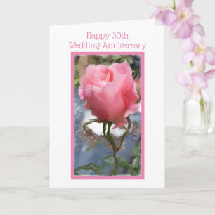 Cartão Aniversário de Casamento de 30 de Rosa Rosa-Rosa P