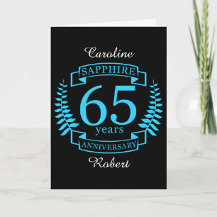 CARTÃO ANIVERSÁRIO DE CASAMENTO DE 65 ANOS SAPPHIRA