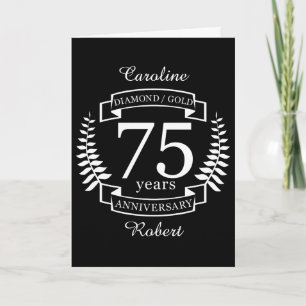 CARTÃO ANIVERSÁRIO DE CASAMENTO DE 75 ANOS DIAMANTE OURO