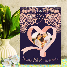 Cartão Aniversário de Casamento de 7 Anos Personalizado |