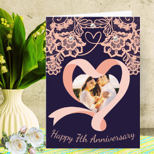 Cartão Aniversário de Casamento de 7 Anos Personalizado