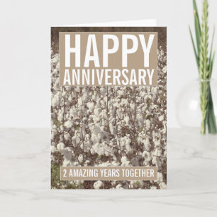 Cartão Aniversário de Casamento de Algodão de Dois Anos S