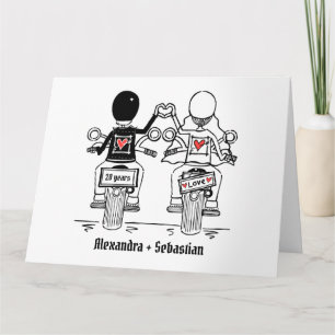 Cartão Aniversário de Casamento de Motocicleta de Motoque