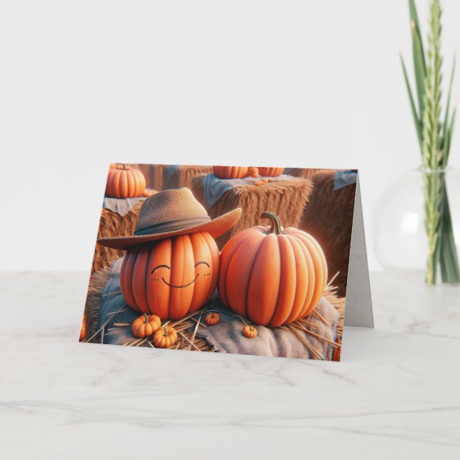 Cartão Aniversário de Casamento de Pumpkins (Frente)