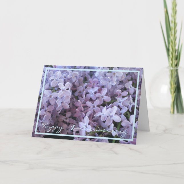 Cartão Aniversário de Casamento de rua Deseja Lilac Elega (Frente)