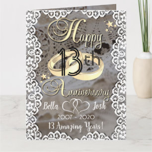 Cartão Aniversário de Casamento do Tema de Lace Personali