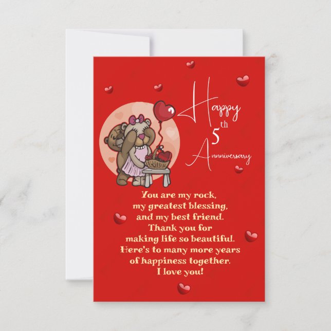 Cartão Aniversário de Casamento Elegante (Frente)