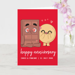 Cartão Aniversário de Casamento Feliz de Choco e Pancake