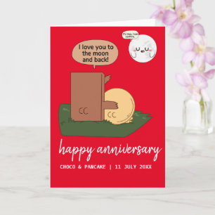 Cartão Aniversário de Casamento Feliz de Choco e Pancake