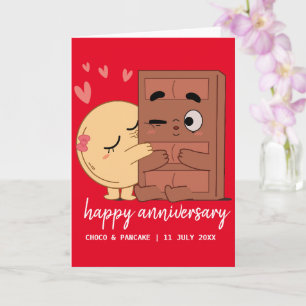 Cartão Aniversário de Casamento Feliz de Choco e Pancake