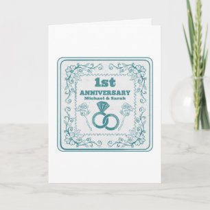 Cartão Aniversário de casamento Floral Ano personalizável