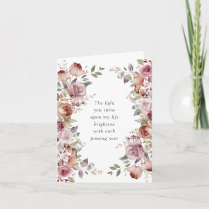 Cartão Aniversário de Casamento Floral Rosa Romântico