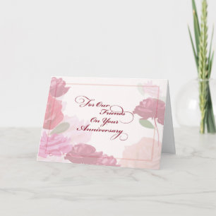 Cartão Aniversário de Casamento para Amigos Rosa