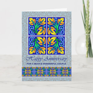 Cartão Aniversário de casamento para Azulejos Ornamentado