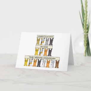 Cartão Aniversário de Casamento Pearl, 30 Anos Catos de C