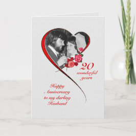 Cartão Aniversário de Casamento Romântico de 20 anos para