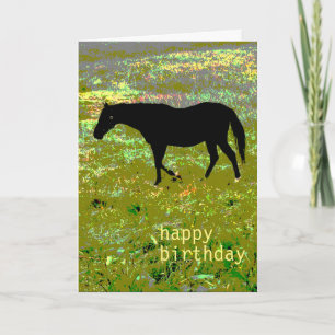Cartão Aniversário de Cavalo Negro