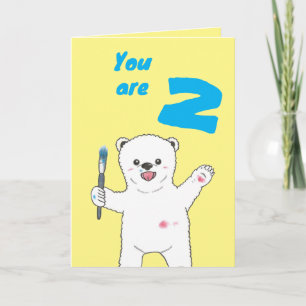 Cartão Aniversário de criança De Pequeno Artista Do Urso 