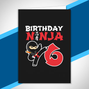 Cartão aniversário de criança Ninja - Tema de Partido c
