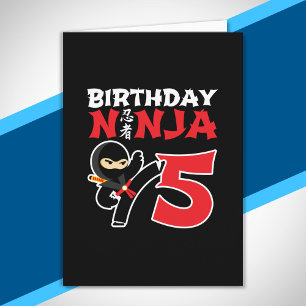 Cartão aniversário de criança Ninja - Tema de Partido c
