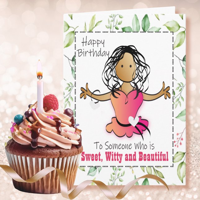 Cartão Aniversário de Desenho Animado Feminino Sassy Snar (Criador carregado)