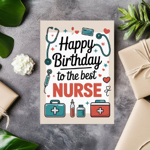 Cartão Aniversário de Enfermeira Personalizado