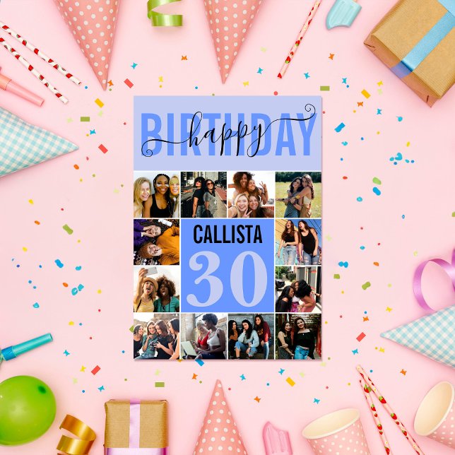 Cartão Aniversário de Foto do Pastel Azul 12 Personalizad (Criador carregado)