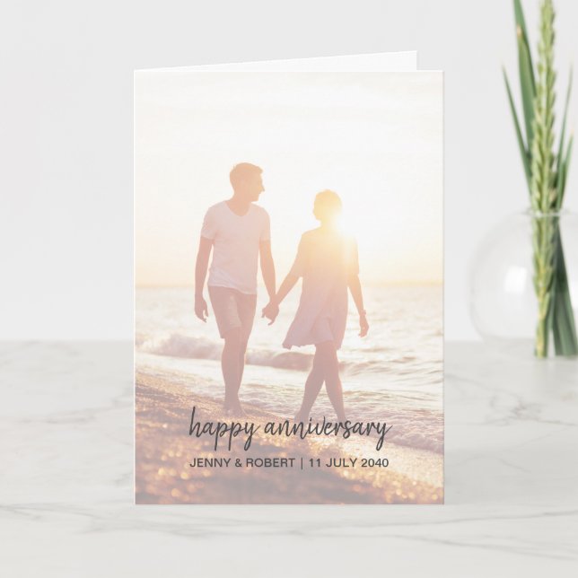 Cartão Aniversário de Fotografia com Script de Na moda de (Frente)