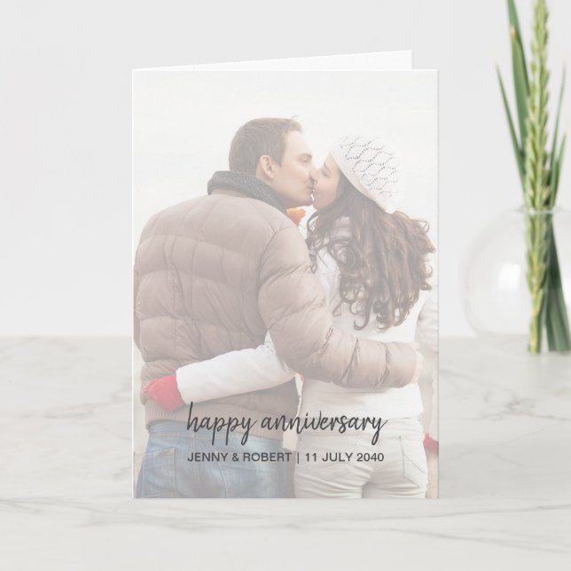 Cartão Aniversário de Fotografia com Script de Na moda de (Frente)