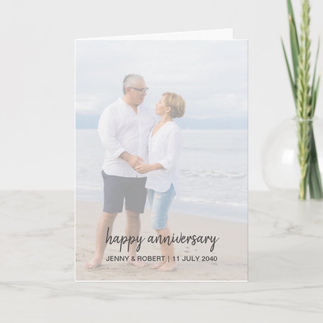 Cartão Aniversário de Fotografia com Script de Na moda de (Frente)