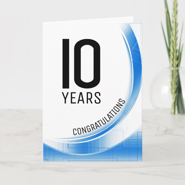 Cartão Aniversário de funcionários da onda tecnológica az (Frente)