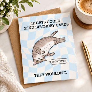 Cartão Aniversário de gato engraçado para imprimir