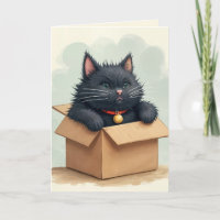 Aniversário de Gato Negro em uma Caixa