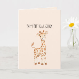 Cartão Aniversário de Girafa Fofa