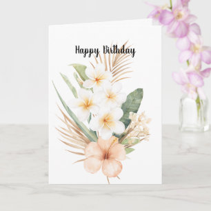 Cartão Aniversário de Hibisco de Plumeria de Pêssego Trop