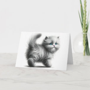 Cartão Aniversário De Kitten Em Branco