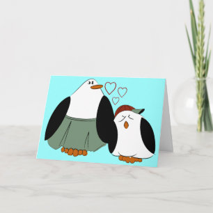 Cartão Aniversário de Mãe Filho Pinguins