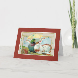 Cartão Aniversário de melhores desejos, duas aves com gua