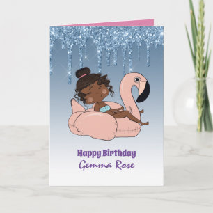Cartão Aniversário de Menina Negra Bem Feminina - Muitos 