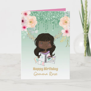 Cartão Aniversário de Menina Negra Bem Feminina - Muitos 