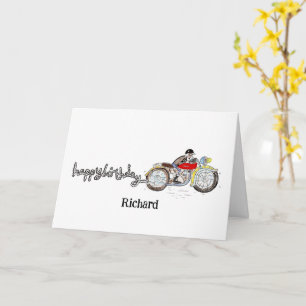 Cartão Aniversário de Motocicleta Personalizado