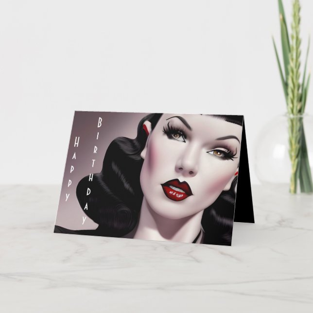 Cartão Aniversário de na moda Happy Birthday Gótica (Frente)