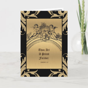 Cartão Aniversário de Ordenação de Padre Católico Anjos