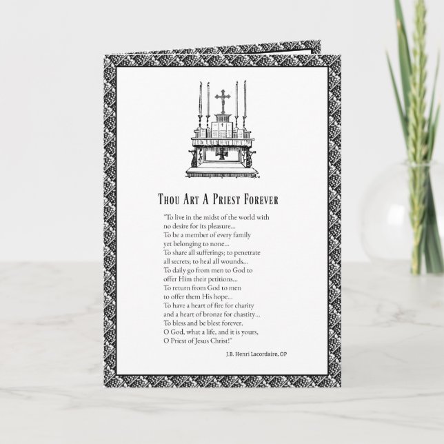 Cartão Aniversário de Ordenação de Padre Católico Missa L (Frente)