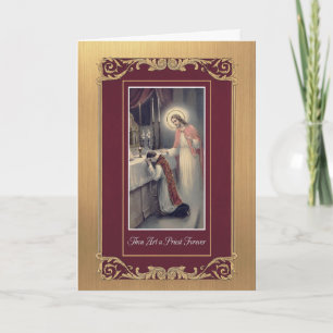 Cartão Aniversário de Ordenação de Padre Católico Ordens