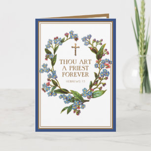 Cartão Aniversário de Ordenação de Padre Católico Religio