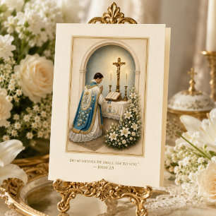 Cartão Aniversário de Ordenação de Padre Mariano Católico